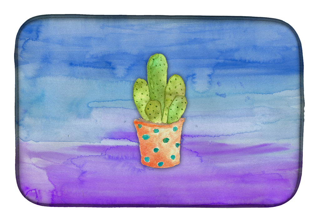 Cactus Blue and Purple Watercolor Dish Drying Mat Absorbent Dish Drying Mat Pad for Kitchen Counter Dish Drainer Mat for Countertop, 14 x 21", Multicolor