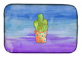 Cactus Blue and Purple Watercolor Dish Drying Mat Absorbent Dish Drying Mat Pad for Kitchen Counter Dish Drainer Mat for Countertop, 14 x 21", Multicolor