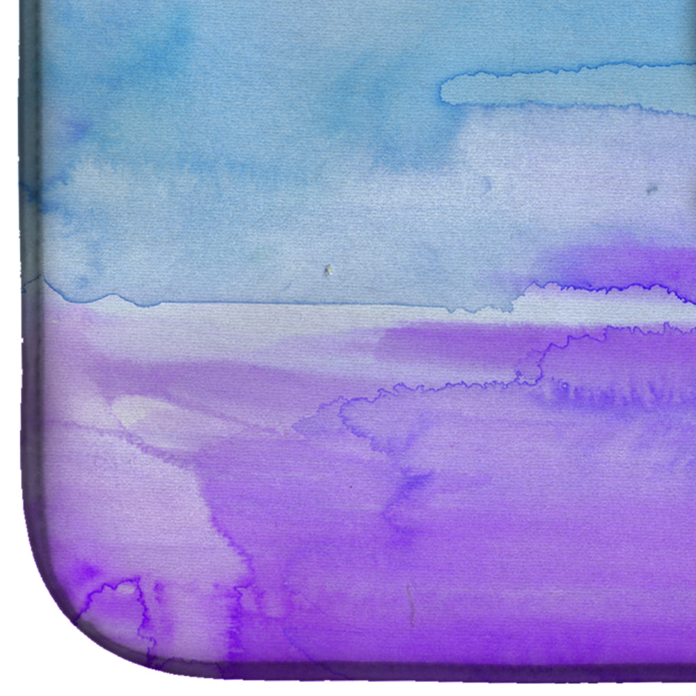 Cactus Blue and Purple Watercolor Dish Drying Mat Absorbent Dish Drying Mat Pad for Kitchen Counter Dish Drainer Mat for Countertop, 14 x 21", Multicolor