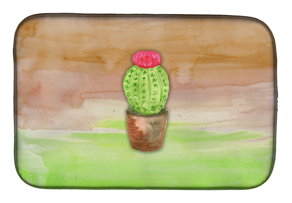 Cactus Green and Brown Watercolor Dish Drying Mat Absorbent Dish Drying Mat Pad for Kitchen Counter Dish Drainer Mat for Countertop, 14 x 21", Multicolor