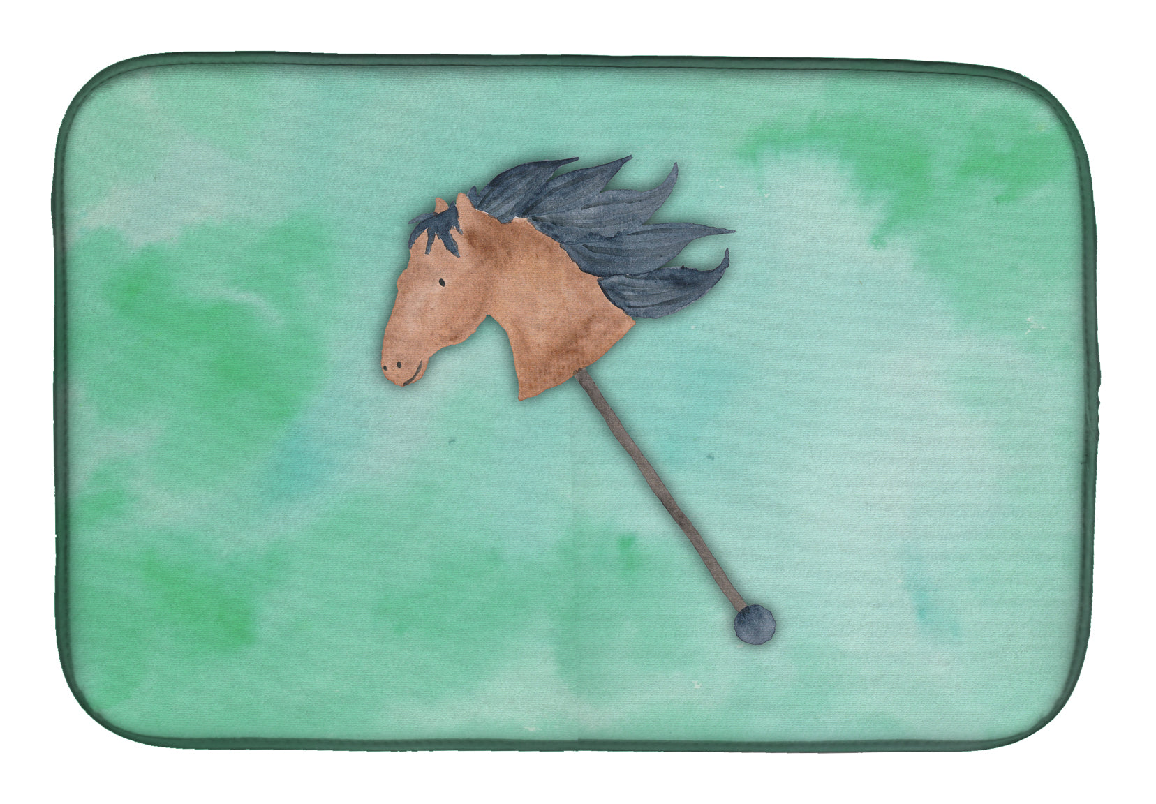 Stick Horse Watercolor Dish Drying Mat Absorbent Dish Drying Mat Pad for Kitchen Counter Dish Drainer Mat for Countertop, 14 x 21", Multicolor