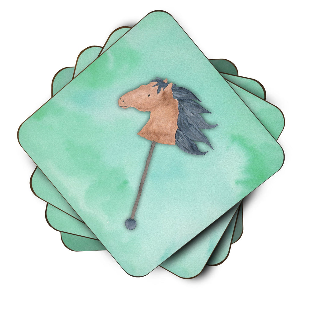 Stick Horse Watercolor Foam Coasters Set of 4 Cup Coasters for Indoor Outdoor, Tabletop Protection, Anti Slip, Mouse pad Material