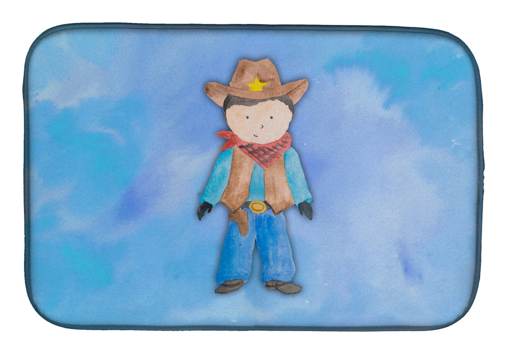 Cowboy Watercolor Dish Drying Mat Absorbent Dish Drying Mat Pad for Kitchen Counter Dish Drainer Mat for Countertop, 14 x 21", Multicolor