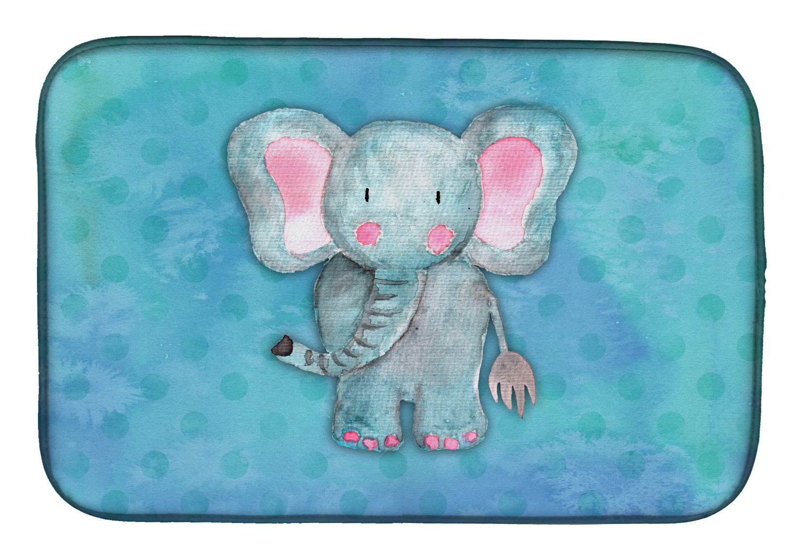 Blue Elepant Watercolor Dish Drying Mat Absorbent Dish Drying Mat Pad for Kitchen Counter Dish Drainer Mat for Countertop, 14 x 21", Multicolor