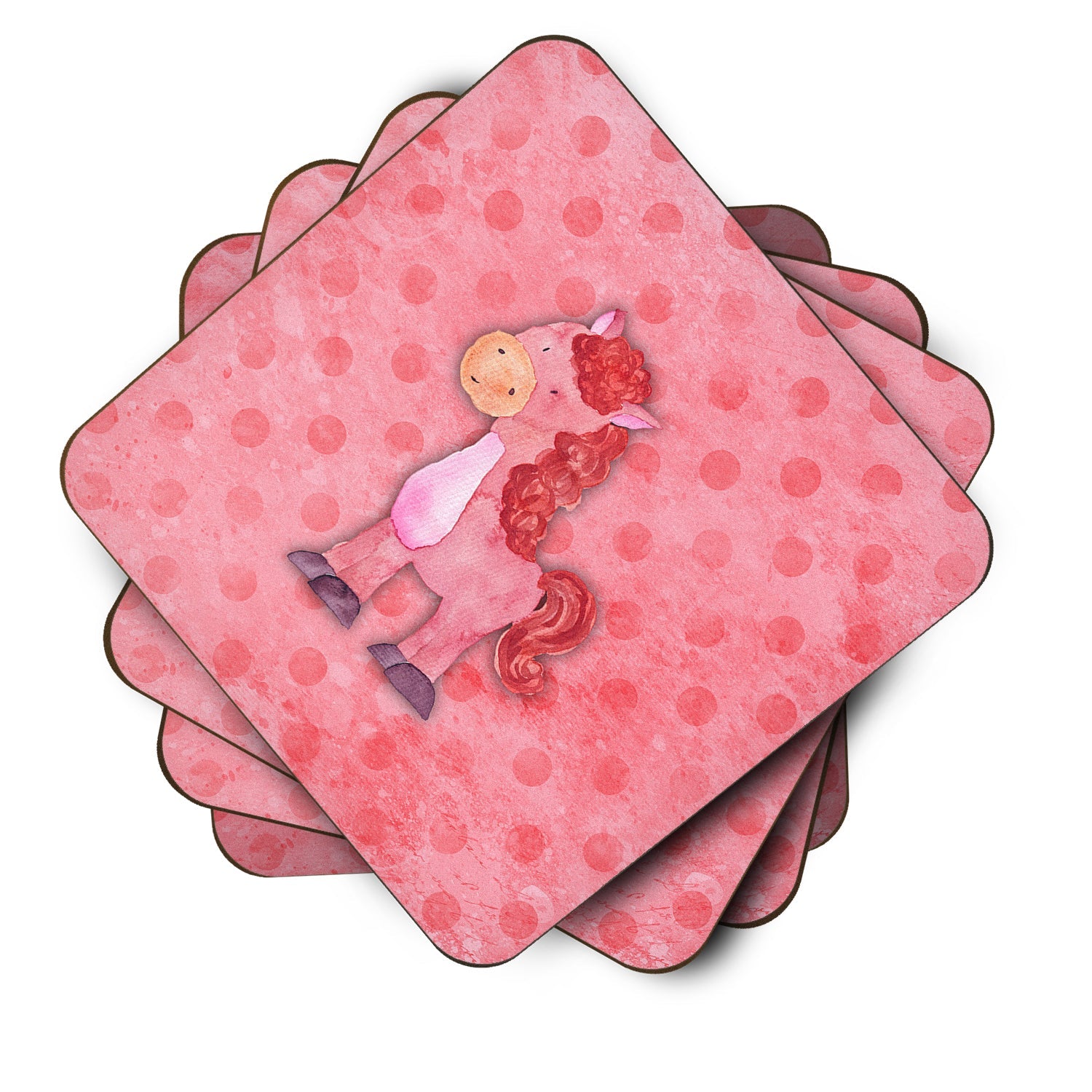 Polkadot Horse Watercolor Foam Coasters Set of 4 Cup Coasters for Indoor Outdoor, Tabletop Protection, Anti Slip, Mouse pad Material