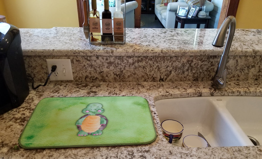 Turtle Watercolor Dish Drying Mat Absorbent Dish Drying Mat Pad for Kitchen Counter Dish Drainer Mat for Countertop, 14 x 21", Multicolor