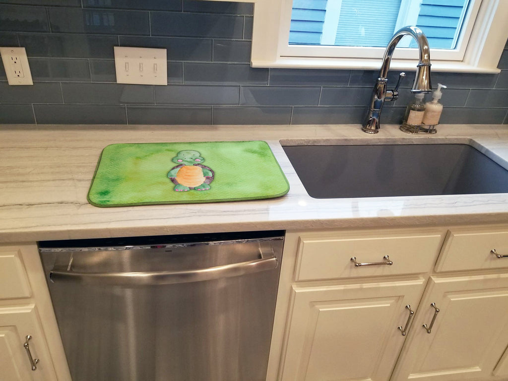 Turtle Watercolor Dish Drying Mat Absorbent Dish Drying Mat Pad for Kitchen Counter Dish Drainer Mat for Countertop, 14 x 21", Multicolor