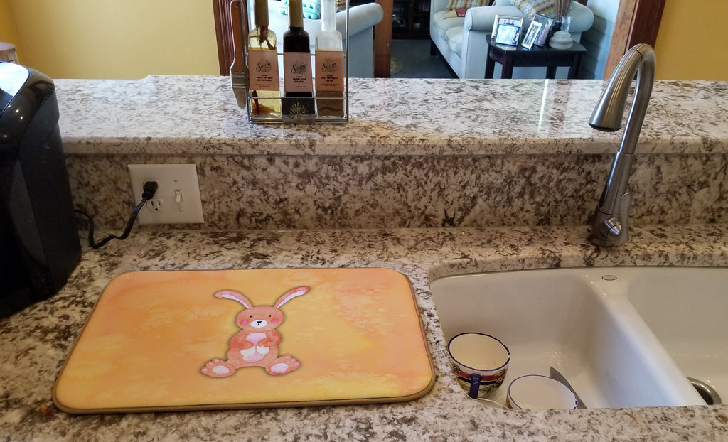 Rabbit Watercolor Dish Drying Mat Absorbent Dish Drying Mat Pad for Kitchen Counter Dish Drainer Mat for Countertop, 14 x 21", Multicolor
