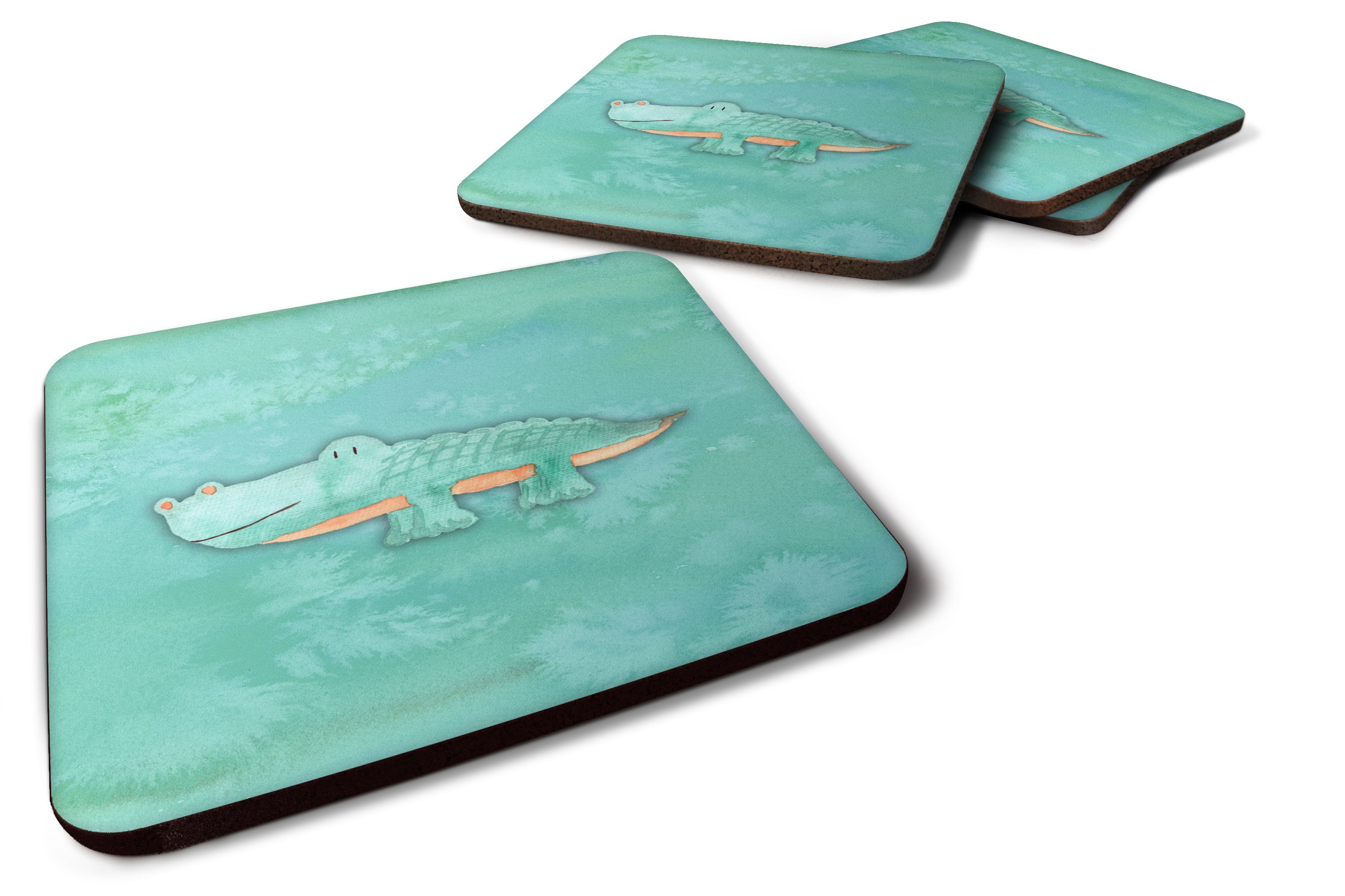 Alligator Watercolor Foam Coasters Set of 4 Cup Coasters for Indoor Outdoor, Tabletop Protection, Anti Slip, Mouse pad Material