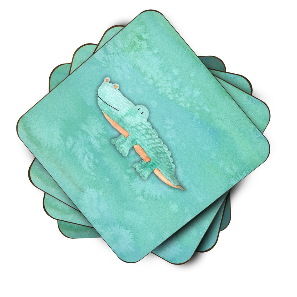 Alligator Watercolor Foam Coasters Set of 4 Cup Coasters for Indoor Outdoor, Tabletop Protection, Anti Slip, Mouse pad Material