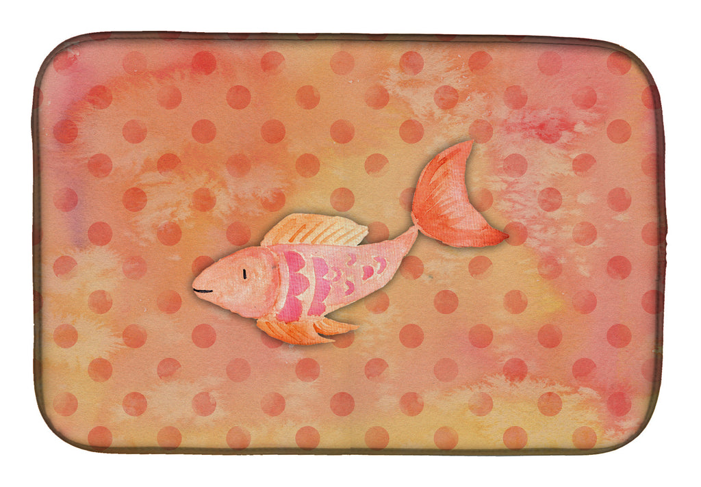Orange Fish Watercolor Dish Drying Mat Absorbent Dish Drying Mat Pad for Kitchen Counter Dish Drainer Mat for Countertop, 14 x 21", Multicolor