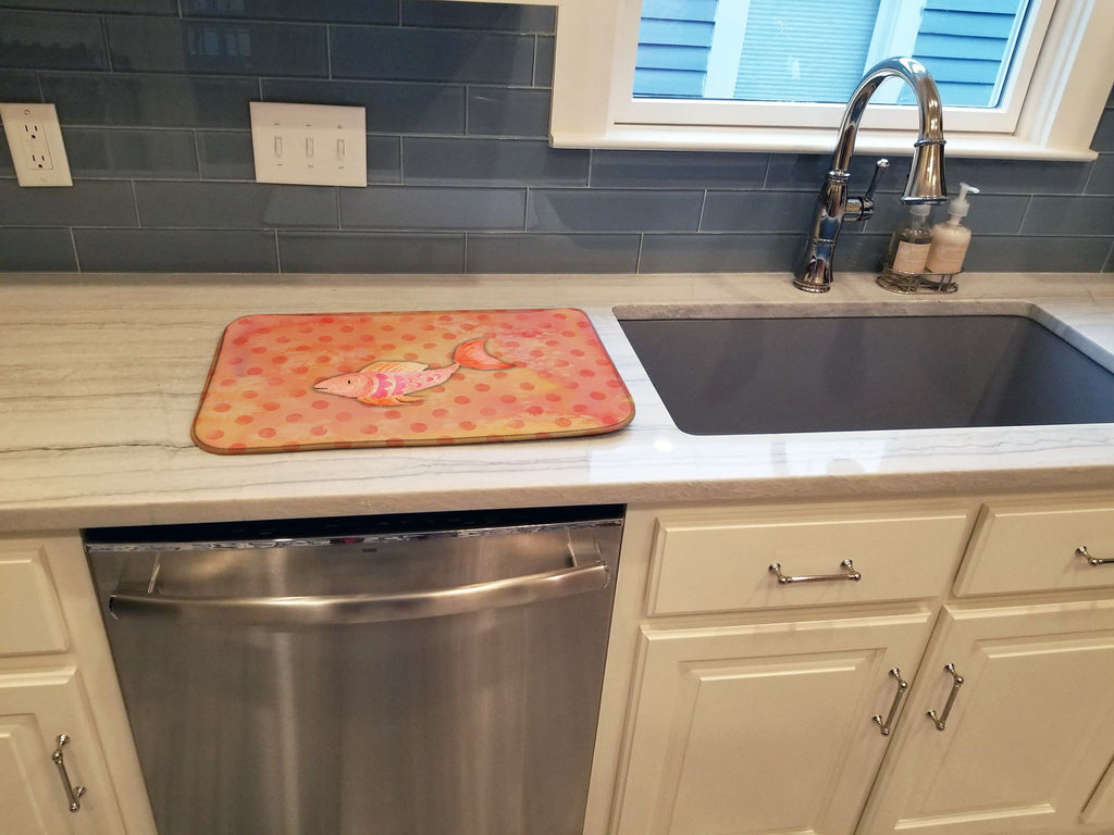 Orange Fish Watercolor Dish Drying Mat Absorbent Dish Drying Mat Pad for Kitchen Counter Dish Drainer Mat for Countertop, 14 x 21", Multicolor