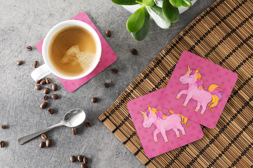 Unicorn Watercolor Foam Coasters Set of 4 Cup Coasters for Indoor Outdoor, Tabletop Protection, Anti Slip, Mouse pad Material