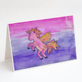 Pink Unicorn Watercolor Greeting Cards Pack of 8 Blank Cards with Envelopes Whimsical A7 Size 5x7