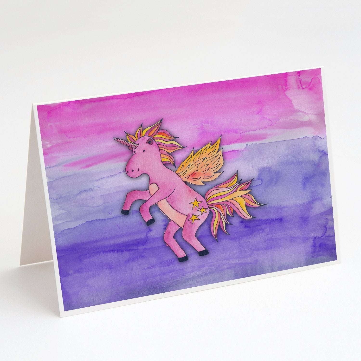Pink Unicorn Watercolor Greeting Cards Pack of 8 Blank Cards with Envelopes Whimsical A7 Size 5x7