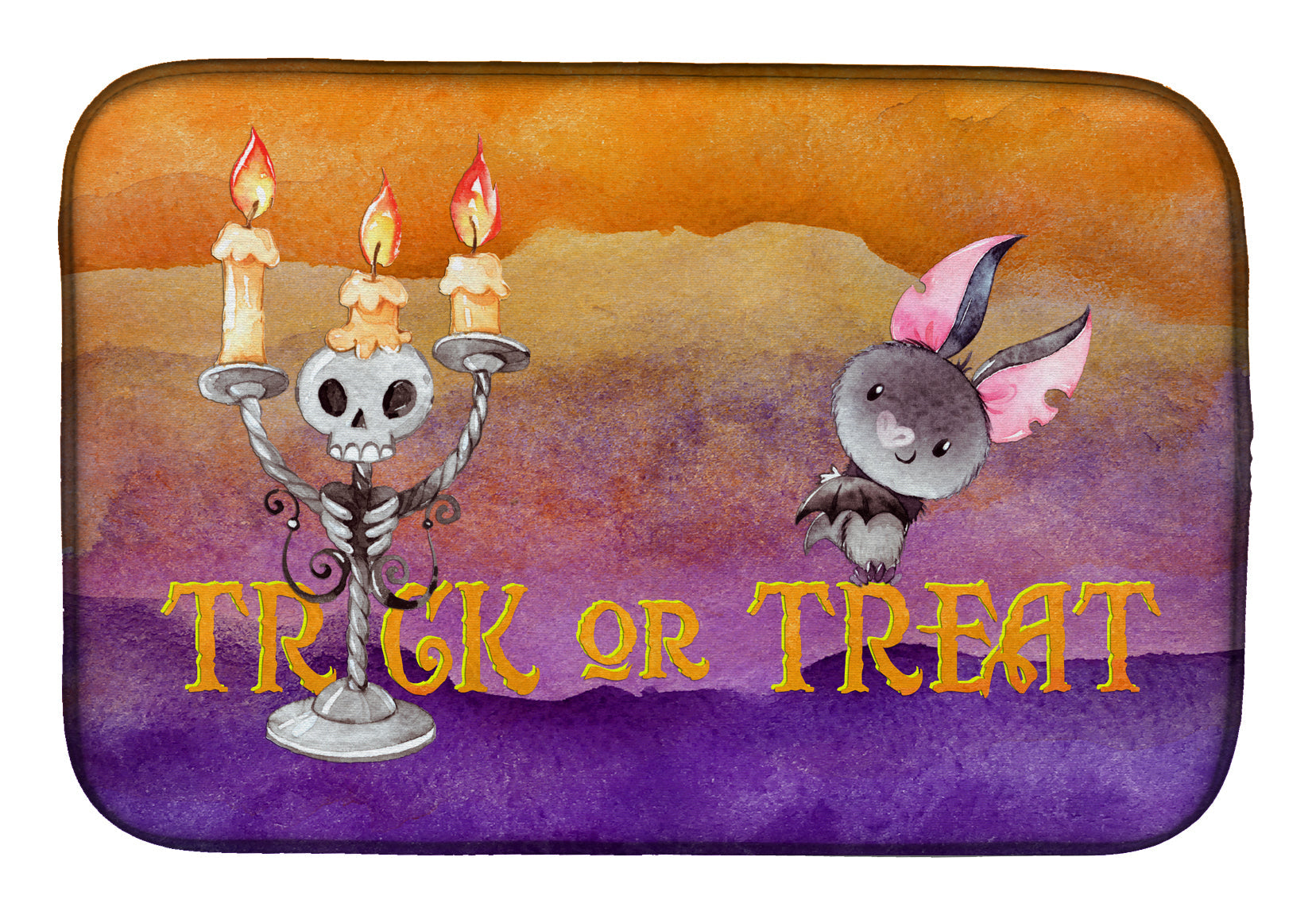 Halloween Trick or Treat Dish Drying Mat Absorbent Dish Drying Mat Pad for Kitchen Counter Dish Drainer Mat for Countertop, 14 x 21", Multicolor