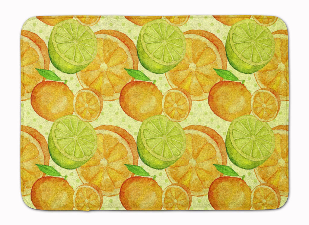 Watercolor Limes and Oranges Citrus Memory Foam Kitchen Mat Machine Washable Anti-Fatigue Cushion Comfort Bath or Kitchen Rug