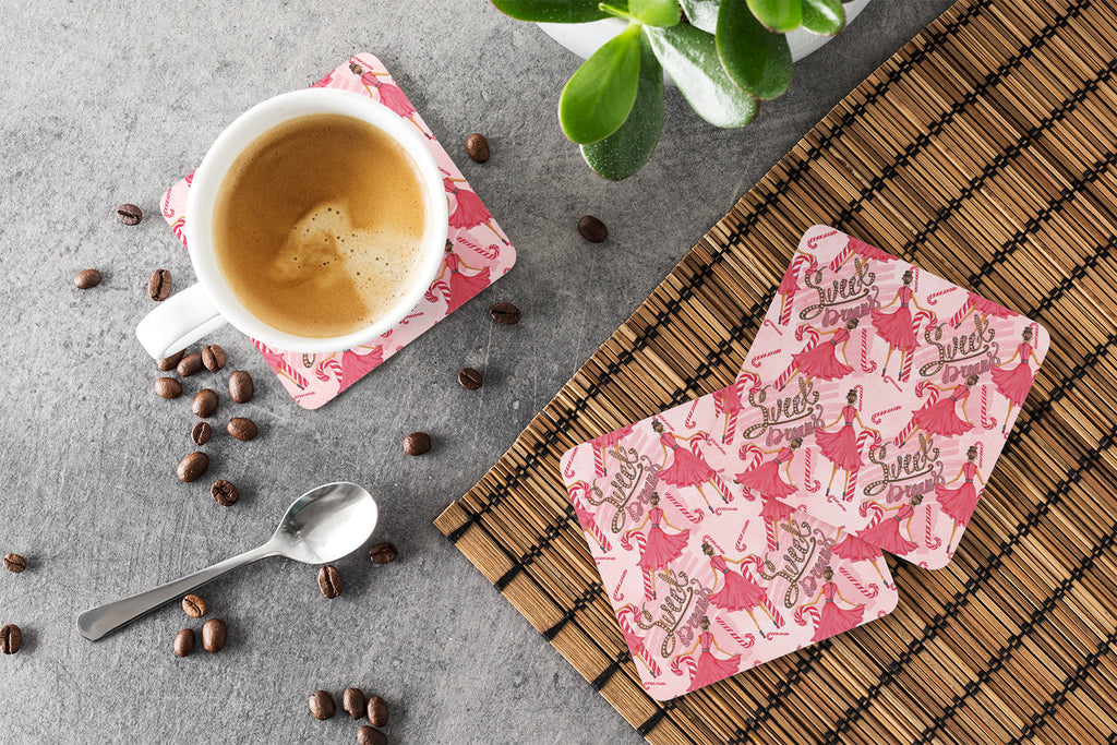 Watercolor Sweets Galore Foam Coasters Set of 4 Cup Coasters for Indoor Outdoor, Tabletop Protection, Anti Slip, Mouse pad Material