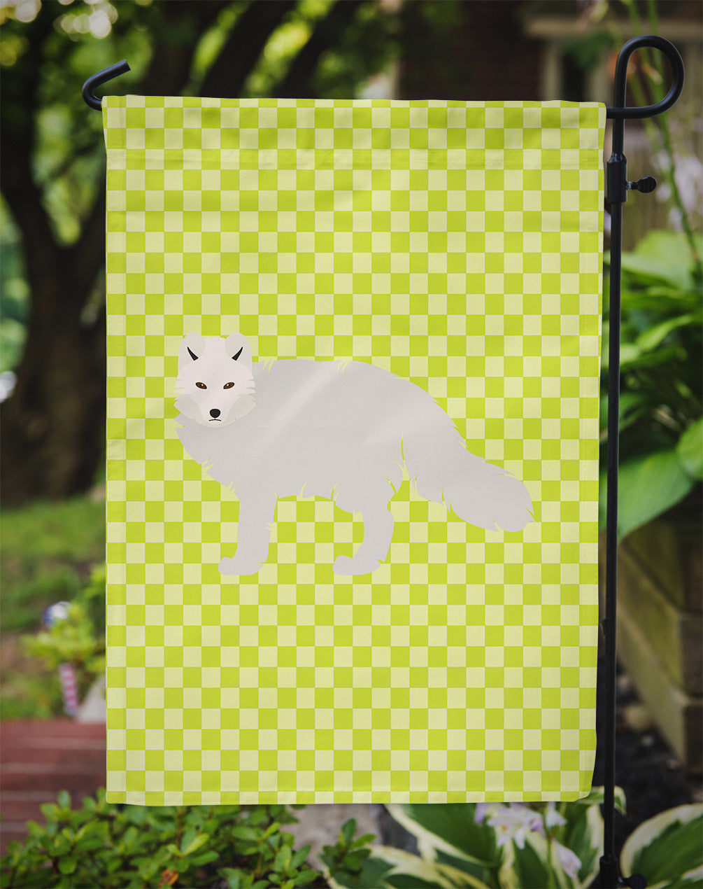 White Arctic Fox Green Garden Flag Mailbox Decorative Yard Banner Outside Patio Artwork for Flower Beds, Garden Size, Multicolor