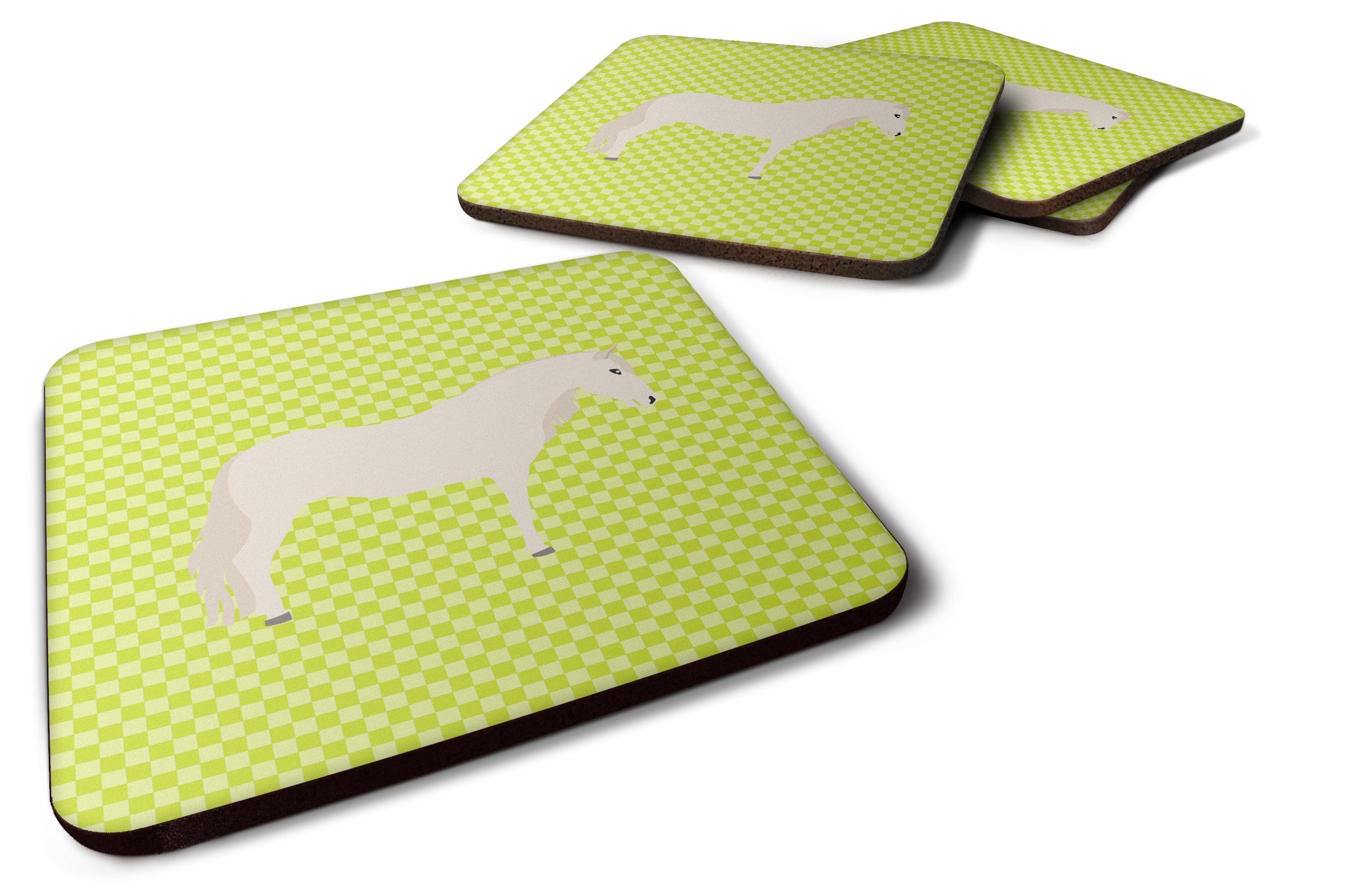 Paso Fino Horse Green Foam Coasters Set of 4 Cup Coasters for Indoor Outdoor, Tabletop Protection, Anti Slip, Mouse pad Material