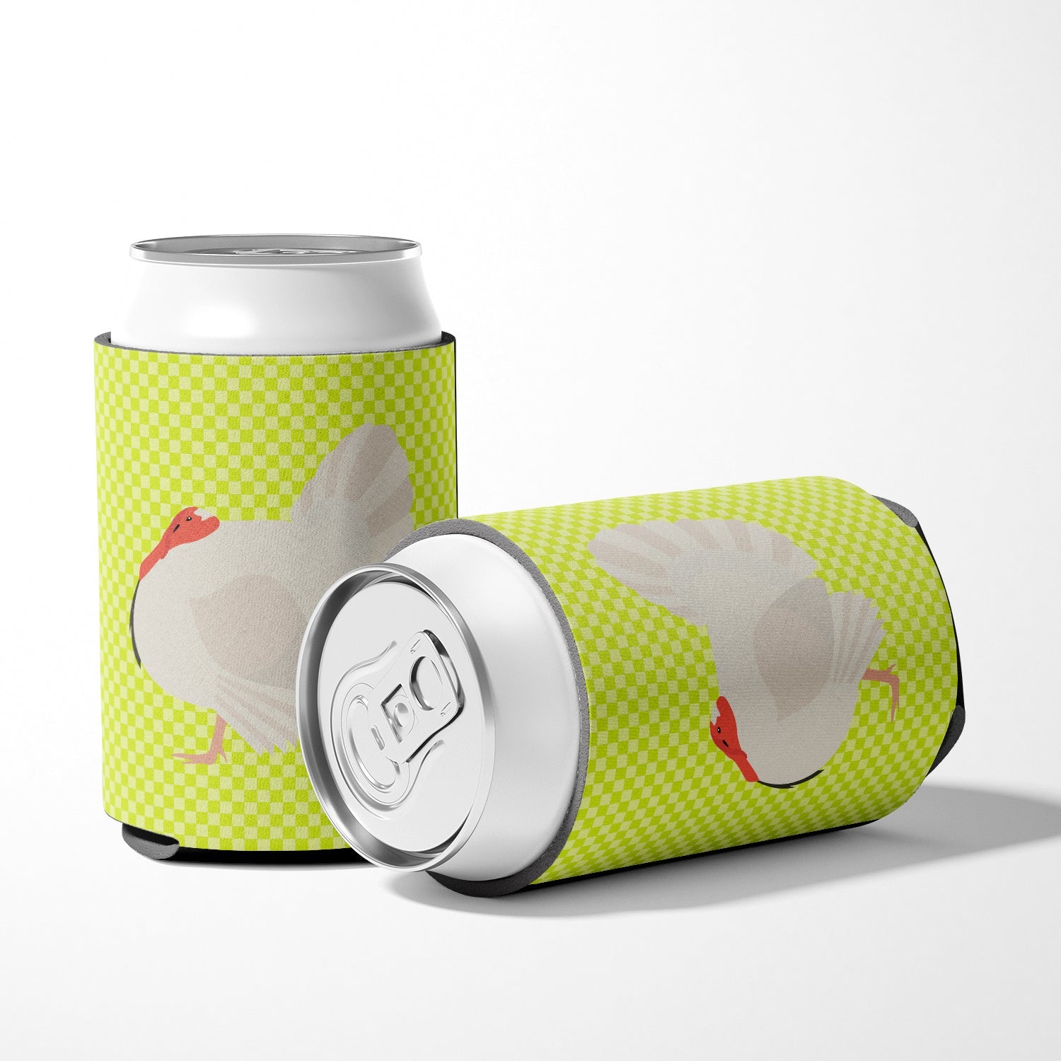 White Holland Turkey Green Can or Bottle Hugger Cooler Sleeve for Standard 12 oz Cans, Insulated Foam Beer & Soda Can Hugger Reusable