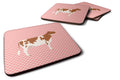 Ayrshire Cow Pink Check Foam Coasters Set of 4 Cup Coasters for Indoor Outdoor, Tabletop Protection, Anti Slip, Mouse pad Material