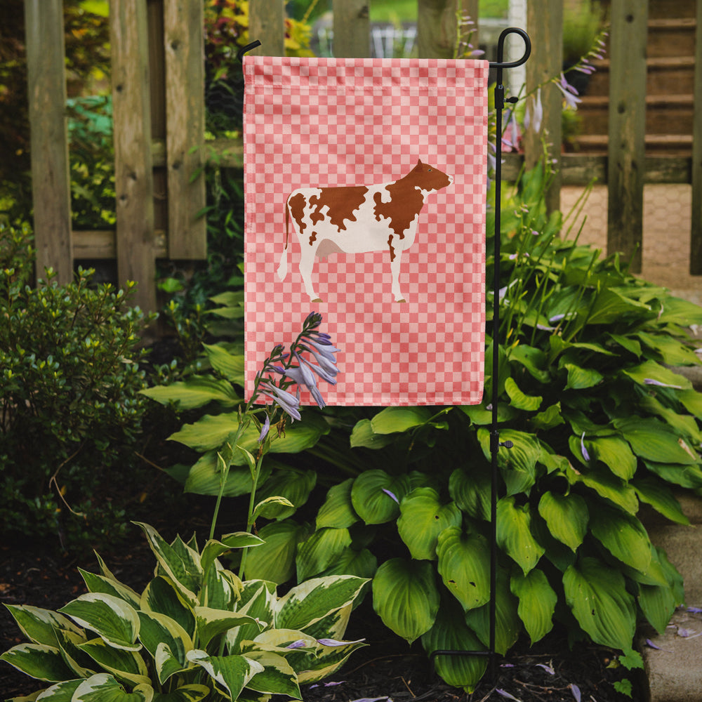 Ayrshire Cow Pink Check Garden Flag Mailbox Decorative Yard Banner Outside Patio Artwork for Flower Beds, Garden Size, Multicolor