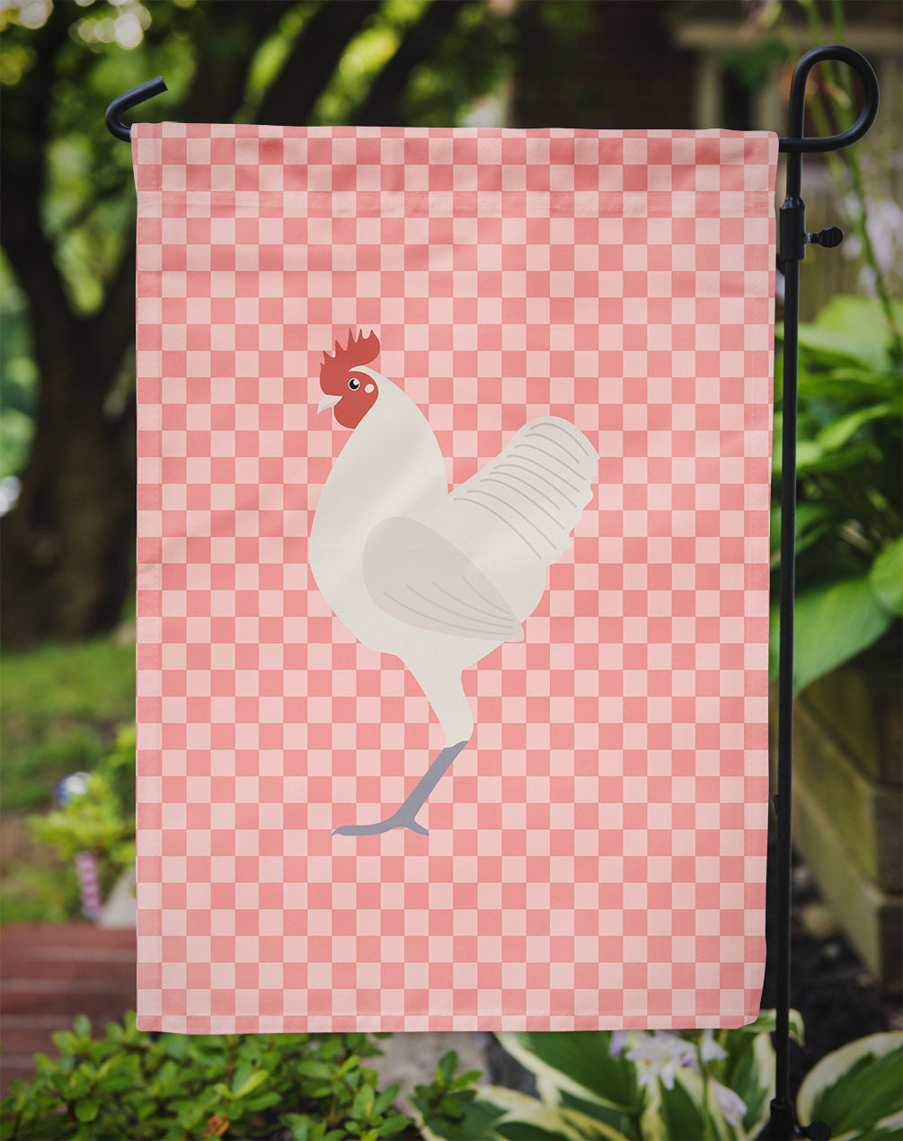 German Langshan Chicken Pink Check Garden Flag Mailbox Decorative Yard Banner Outside Patio Artwork for Flower Beds, Garden Size, Multicolor