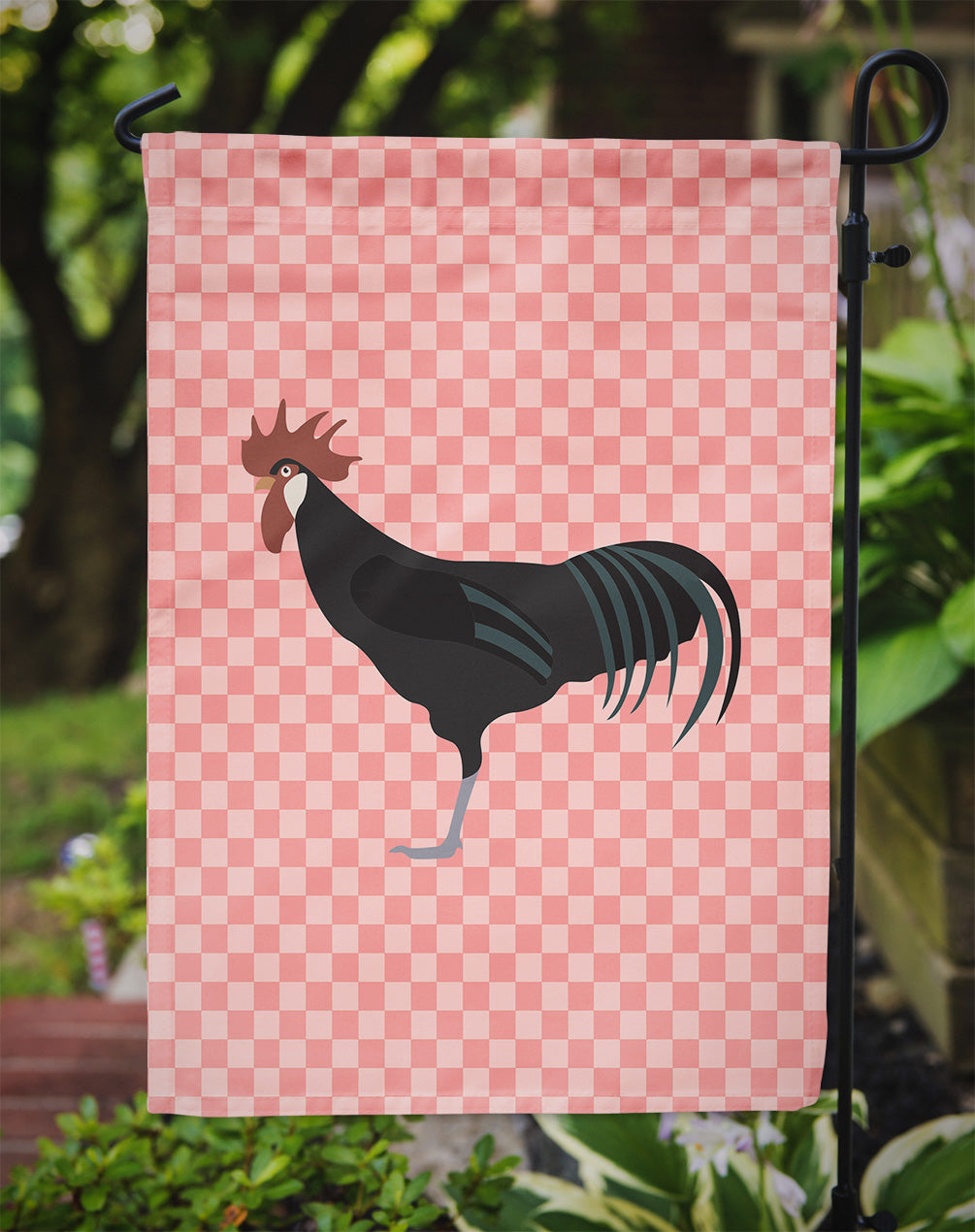Minorca Ctalalan Chicken Pink Check Garden Flag Mailbox Decorative Yard Banner Outside Patio Artwork for Flower Beds, Garden Size, Multicolor