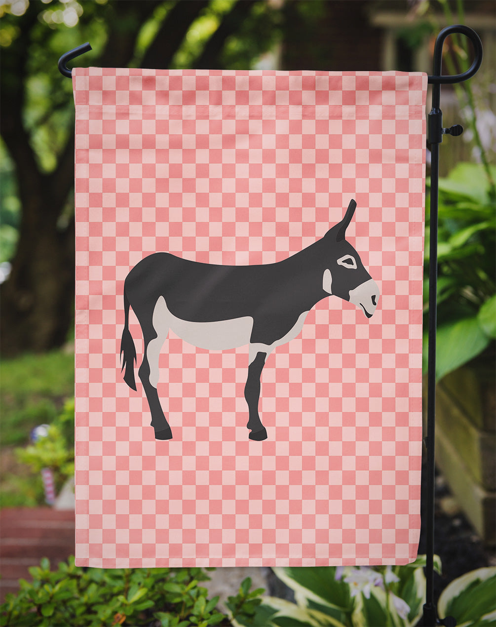 American Mammoth Jack Donkey Pink Check Garden Flag Mailbox Decorative Yard Banner Outside Patio Artwork for Flower Beds, Garden Size, Multicolor