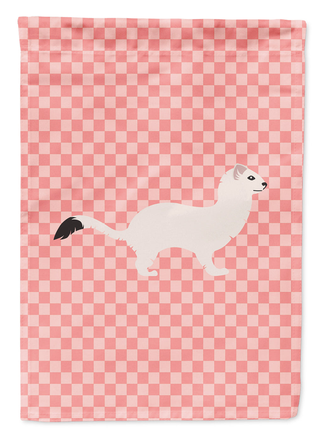 Stoat Short-tailed Weasel Pink Check Garden Flag Mailbox Decorative Yard Banner Outside Patio Artwork for Flower Beds, Garden Size, Multicolor