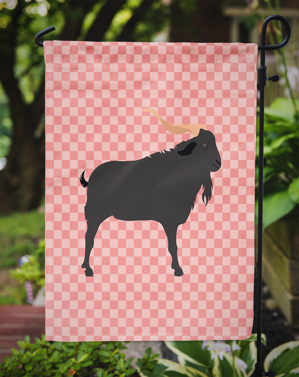 Verata Goat Pink Check Garden Flag Mailbox Decorative Yard Banner Outside Patio Artwork for Flower Beds, Garden Size, Multicolor