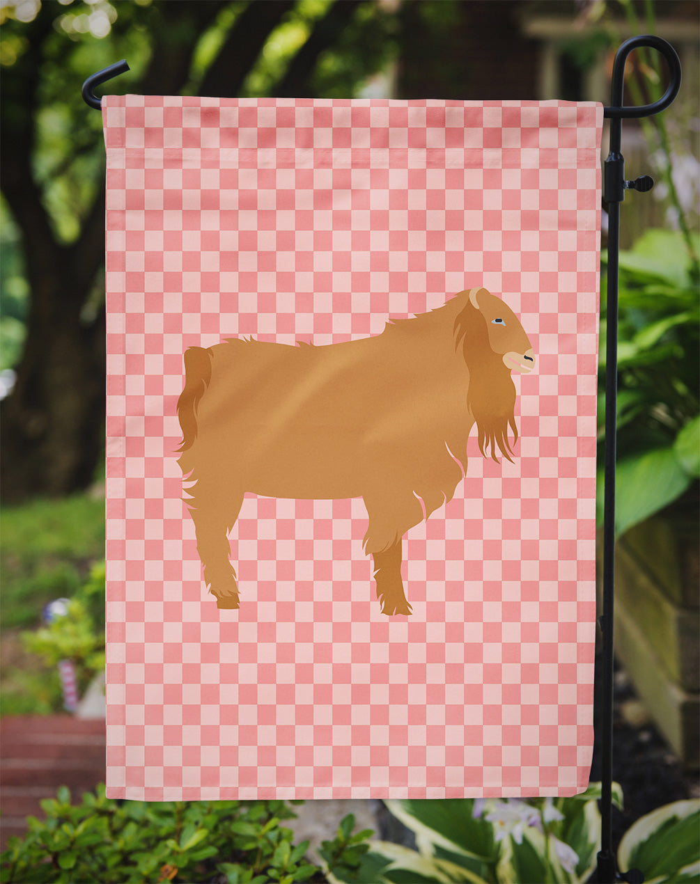 American Lamancha Goat Pink Check Garden Flag Mailbox Decorative Yard Banner Outside Patio Artwork for Flower Beds, Garden Size, Multicolor
