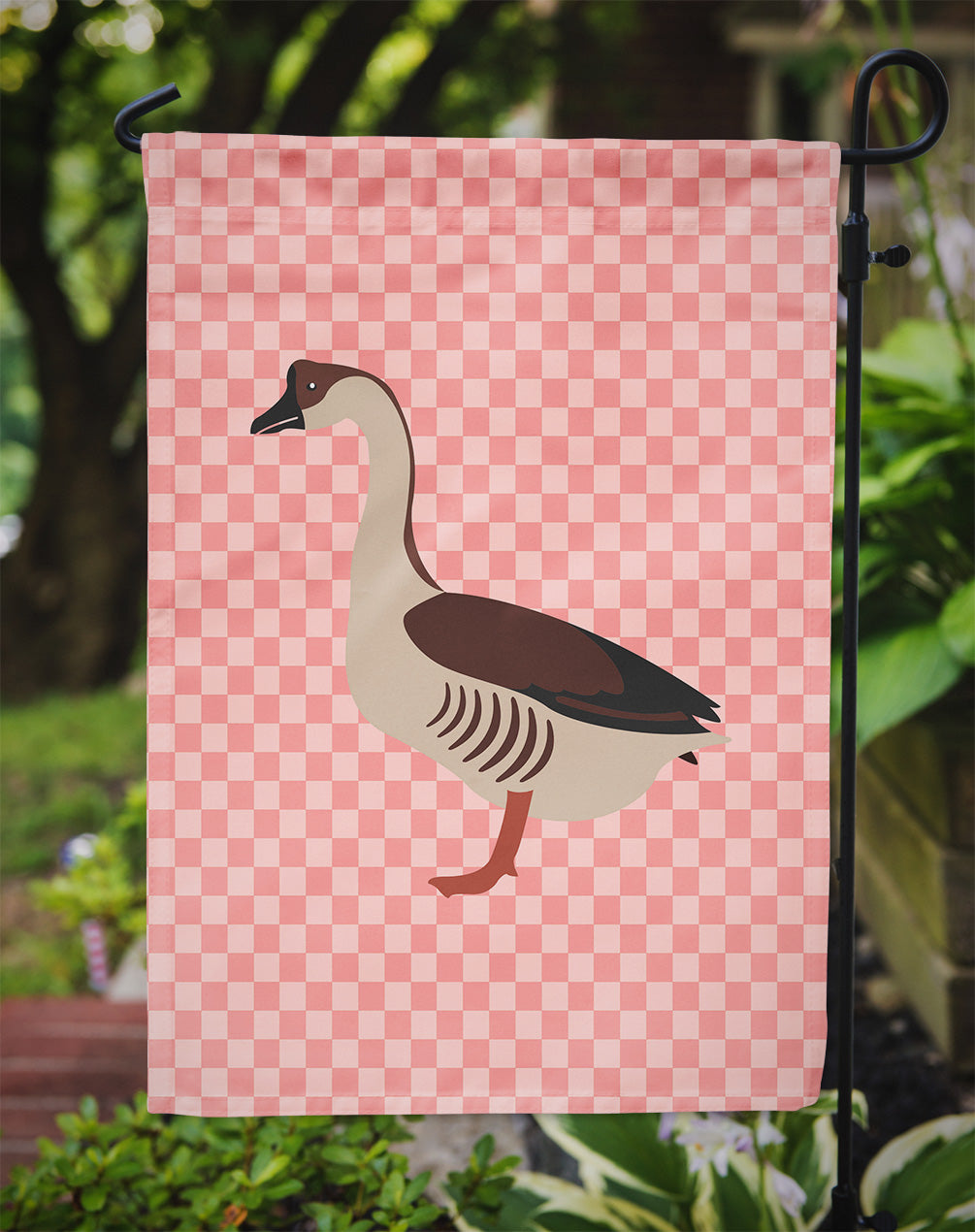 Chinese Goose Pink Check Garden Flag Mailbox Decorative Yard Banner Outside Patio Artwork for Flower Beds, Garden Size, Multicolor