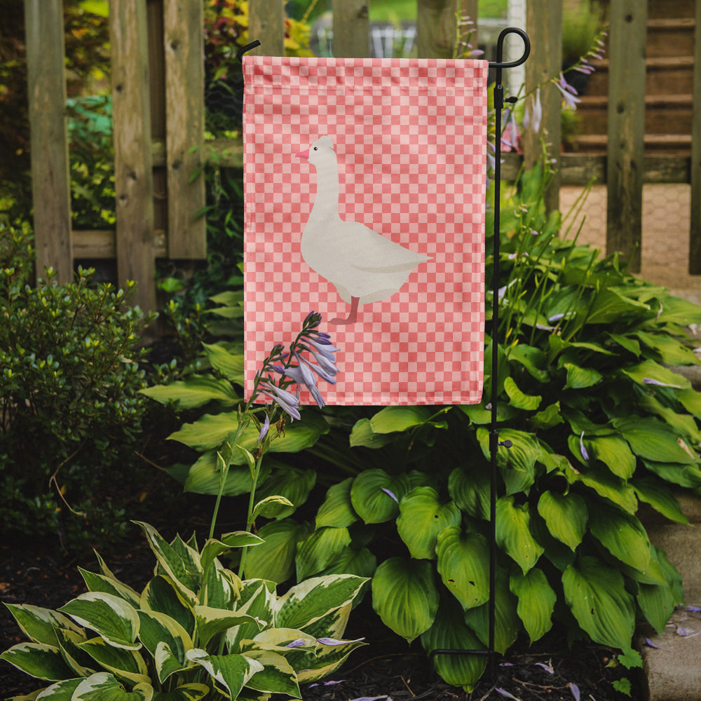 Roman Goose Pink Check Garden Flag Mailbox Decorative Yard Banner Outside Patio Artwork for Flower Beds, Garden Size, Multicolor