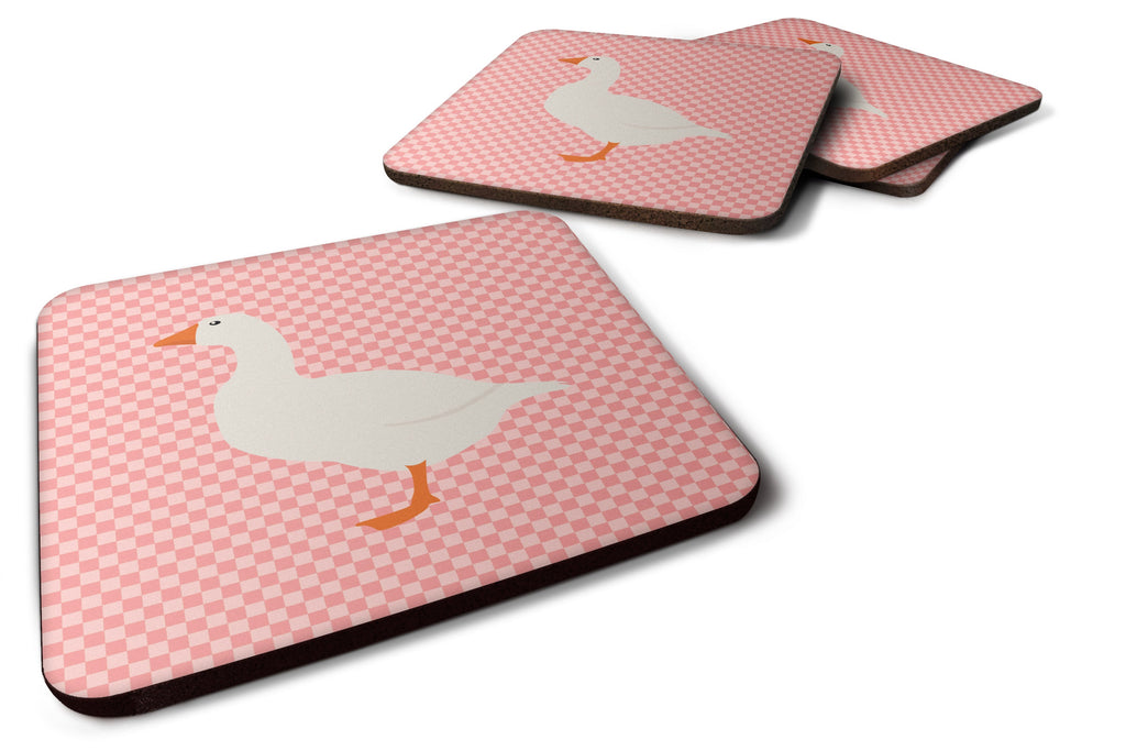 Shire Horse Pink Check Foam Coasters Set of 4 Cup Coasters for Indoor Outdoor, Tabletop Protection, Anti Slip, Mouse pad Material