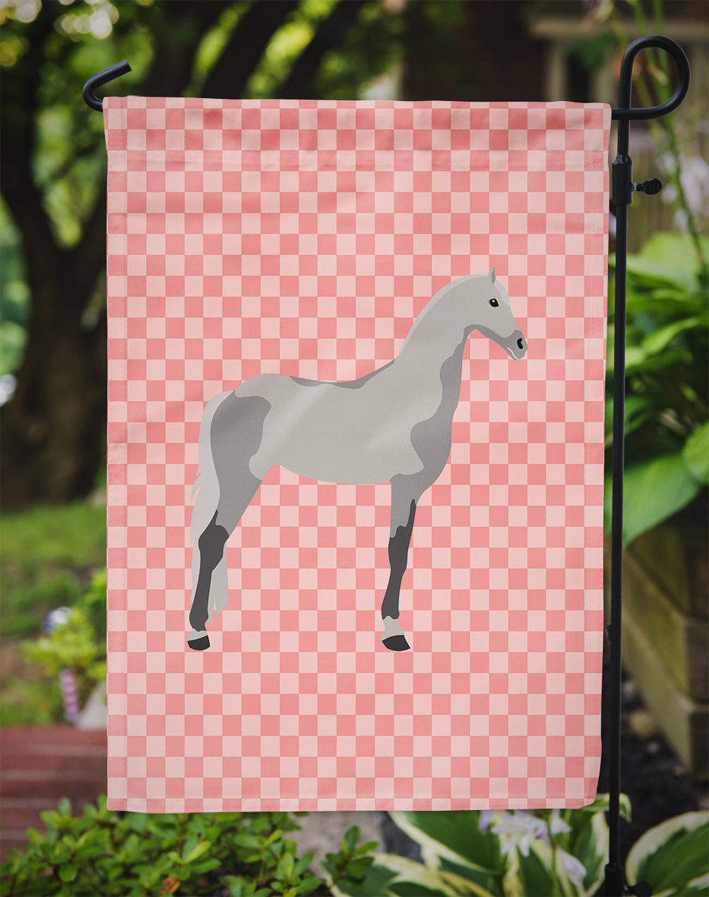 Orlov Trotter Horse Pink Check Garden Flag Mailbox Decorative Yard Banner Outside Patio Artwork for Flower Beds, Garden Size, Multicolor