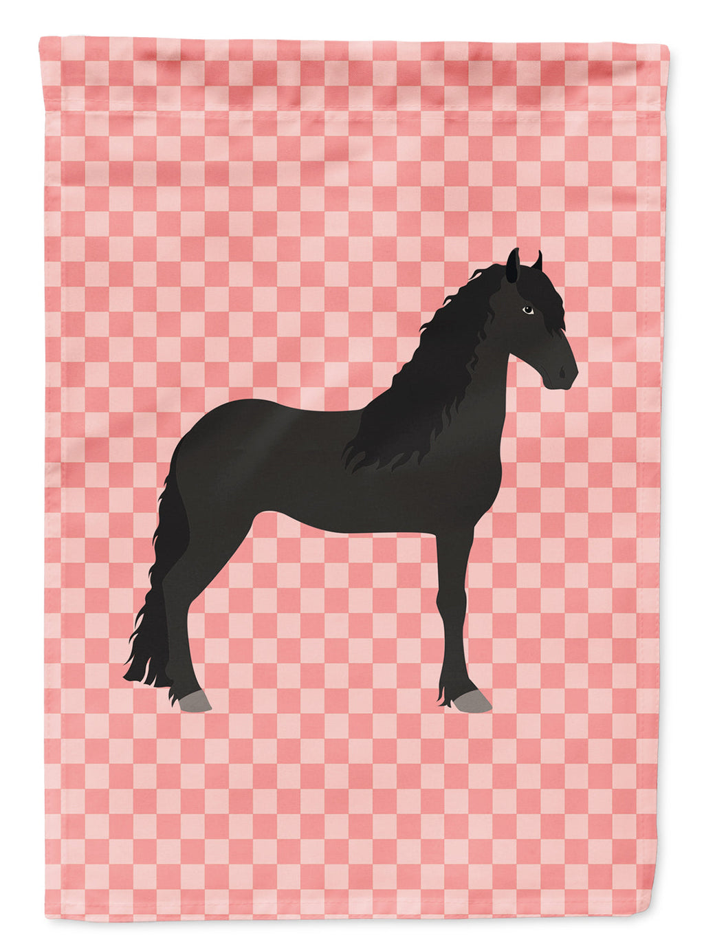 Friesian Horse Pink Check Garden Flag Mailbox Decorative Yard Banner Outside Patio Artwork for Flower Beds, Garden Size, Multicolor
