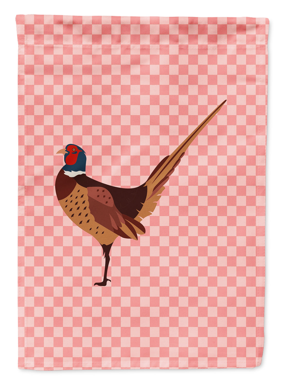 Ring-necked Common Pheasant Pink Check Garden Flag Mailbox Decorative Yard Banner Outside Patio Artwork for Flower Beds, Garden Size, Multicolor