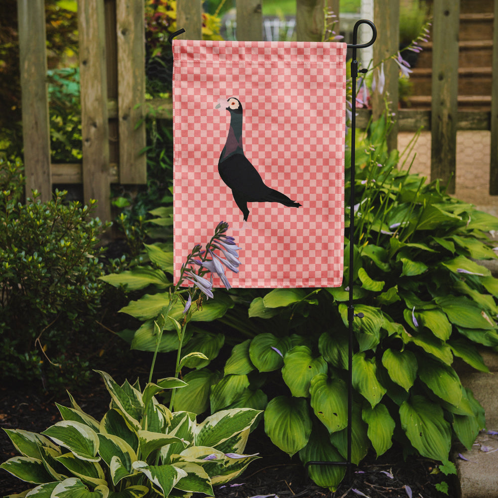 English Carrier Pigeon Pink Check Garden Flag Mailbox Decorative Yard Banner Outside Patio Artwork for Flower Beds, Garden Size, Multicolor