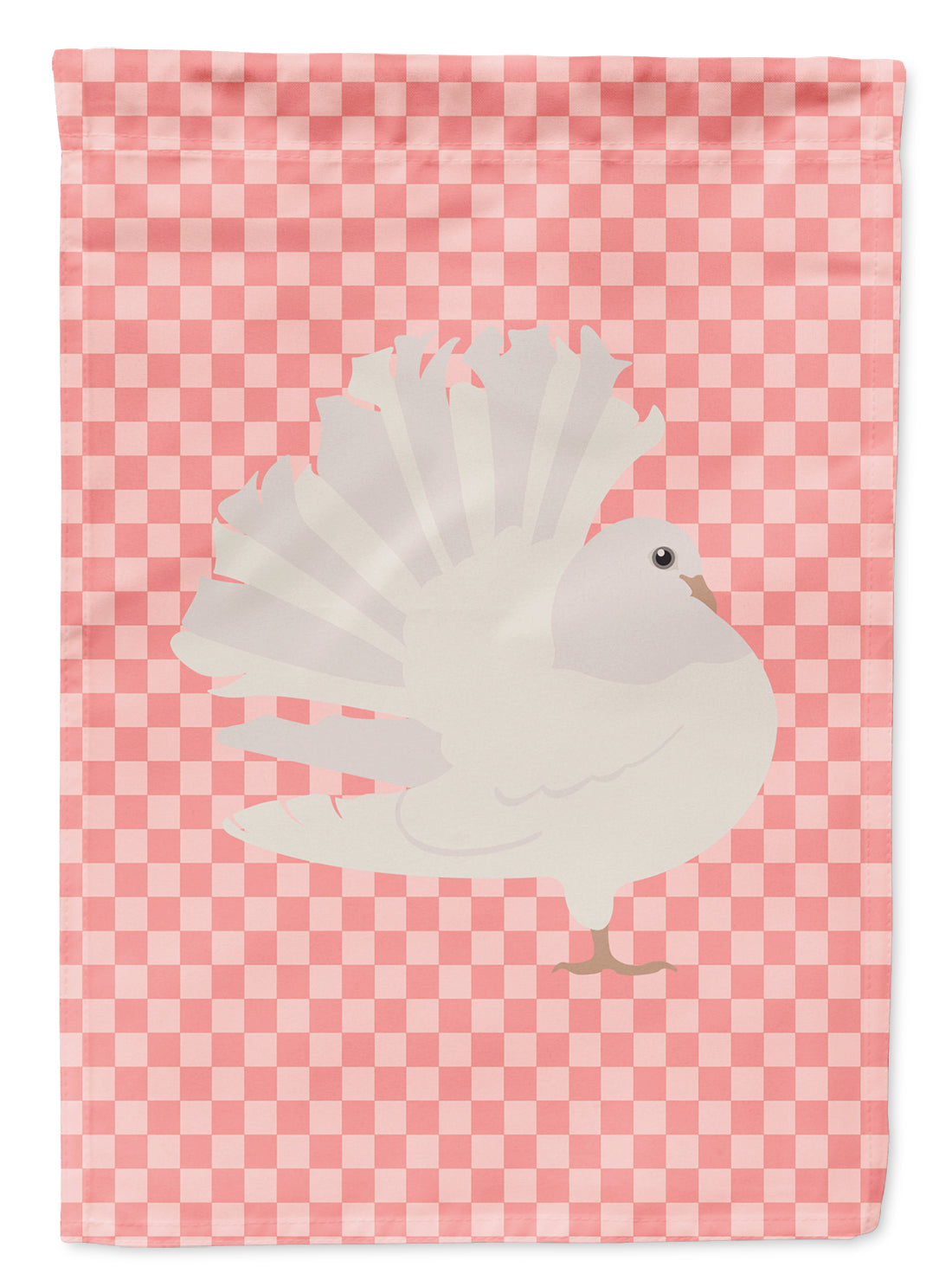 Silver Fantail Pigeon Pink Check Garden Flag Mailbox Decorative Yard Banner Outside Patio Artwork for Flower Beds, Garden Size, Multicolor