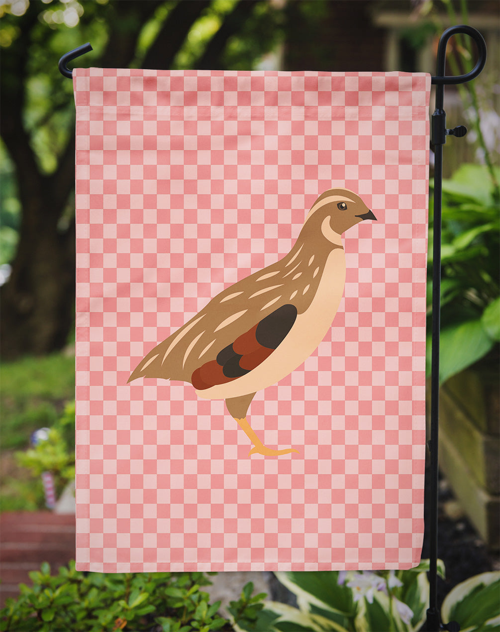 Golden Phoenix Quail Pink Check Garden Flag Mailbox Decorative Yard Banner Outside Patio Artwork for Flower Beds, Garden Size, Multicolor