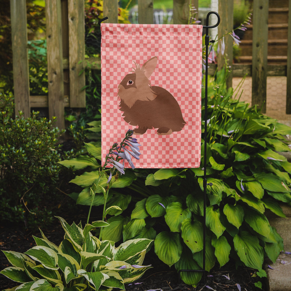 Lionhead Rabbit Pink Check Garden Flag Mailbox Decorative Yard Banner Outside Patio Artwork for Flower Beds, Garden Size, Multicolor