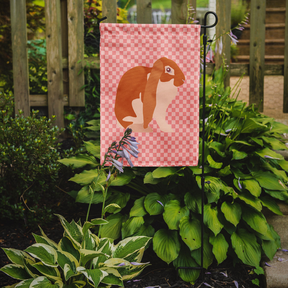 English Lop Rabbit Pink Check Garden Flag Mailbox Decorative Yard Banner Outside Patio Artwork for Flower Beds, Garden Size, Multicolor
