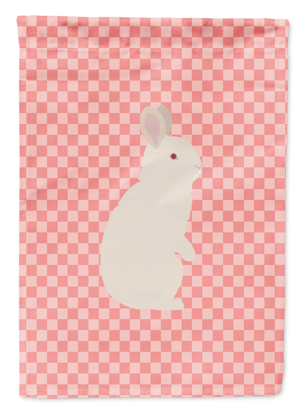 New Zealand White Rabbit Pink Check Garden Flag Mailbox Decorative Yard Banner Outside Patio Artwork for Flower Beds, Garden Size, Multicolor