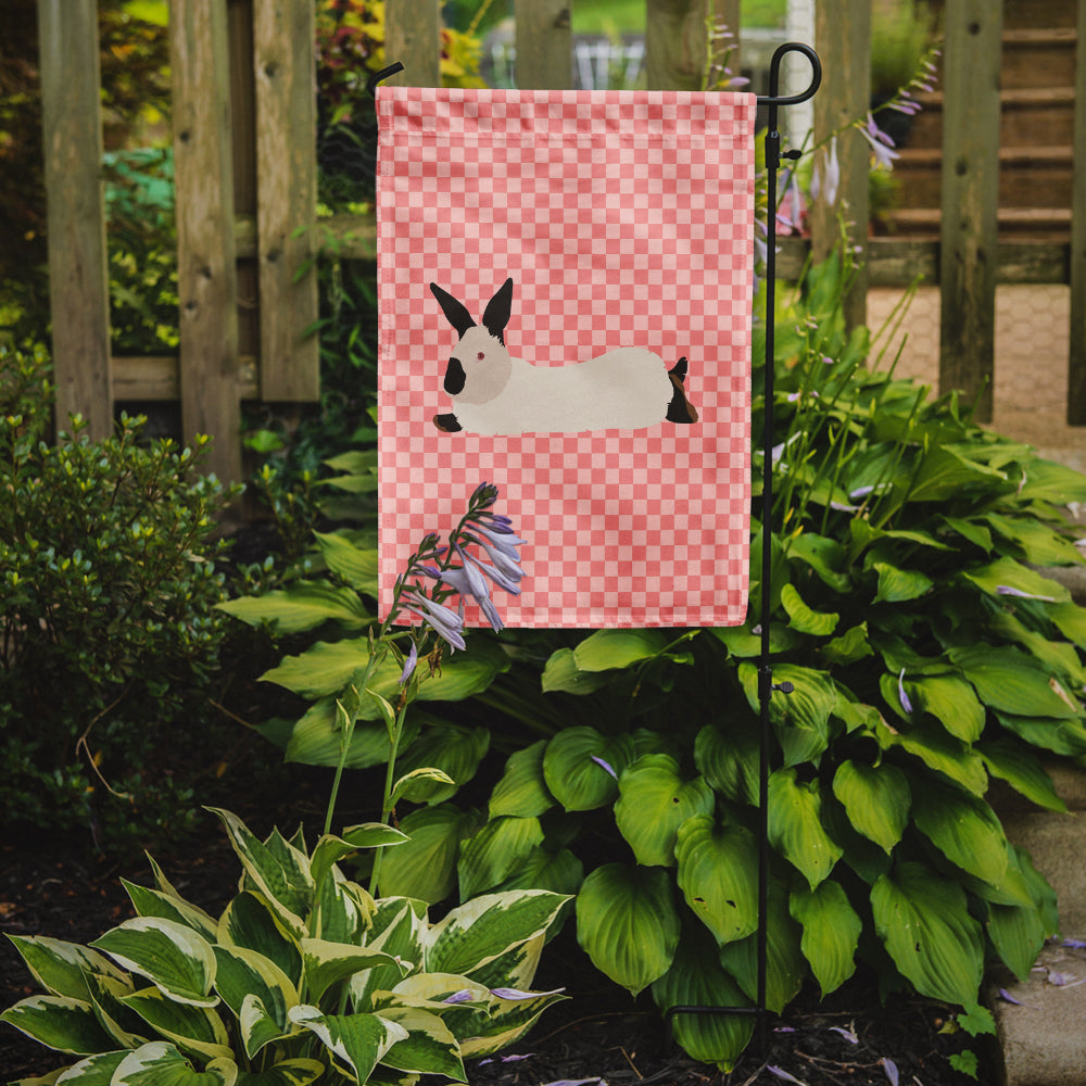 California White Rabbit Pink Check Garden Flag Mailbox Decorative Yard Banner Outside Patio Artwork for Flower Beds, Garden Size, Multicolor
