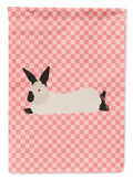 California White Rabbit Pink Check Garden Flag Mailbox Decorative Yard Banner Outside Patio Artwork for Flower Beds, Garden Size, Multicolor