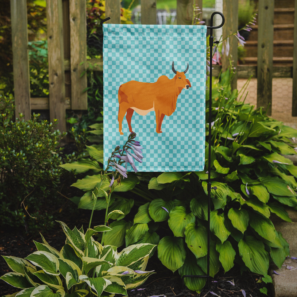 Zebu Indicine Cow Blue Check Garden Flag Mailbox Decorative Yard Banner Outside Patio Artwork for Flower Beds, Garden Size, Multicolor