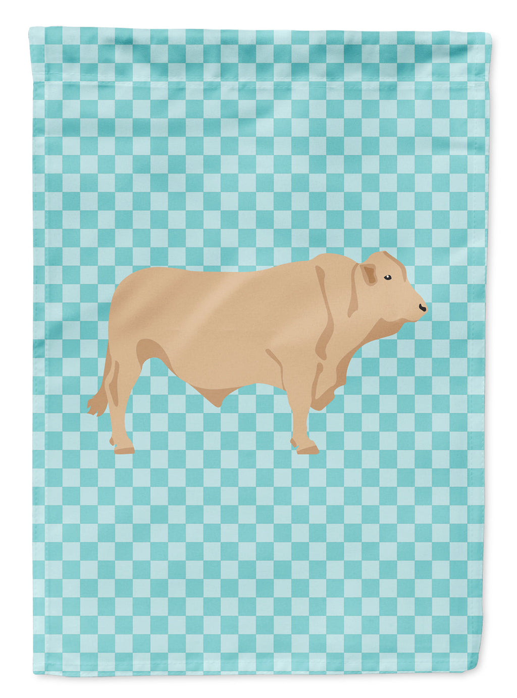 Charolais Cow Blue Check Garden Flag Mailbox Decorative Yard Banner Outside Patio Artwork for Flower Beds, Garden Size, Multicolor
