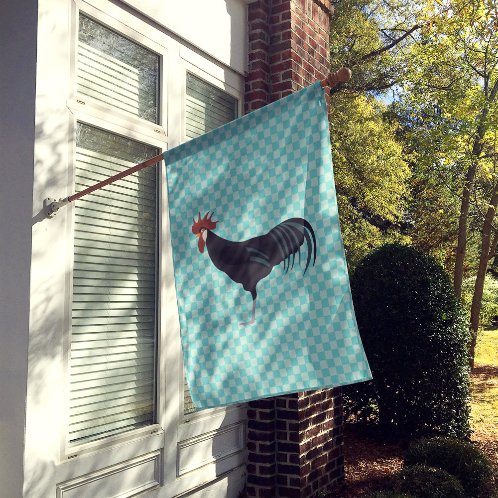 Minorca Ctalalan Chicken Blue Check House Flag 28x40 Porch Sleeve Pole Decorative Outside Yard Banner Artwork Wall Hanging, Polyester